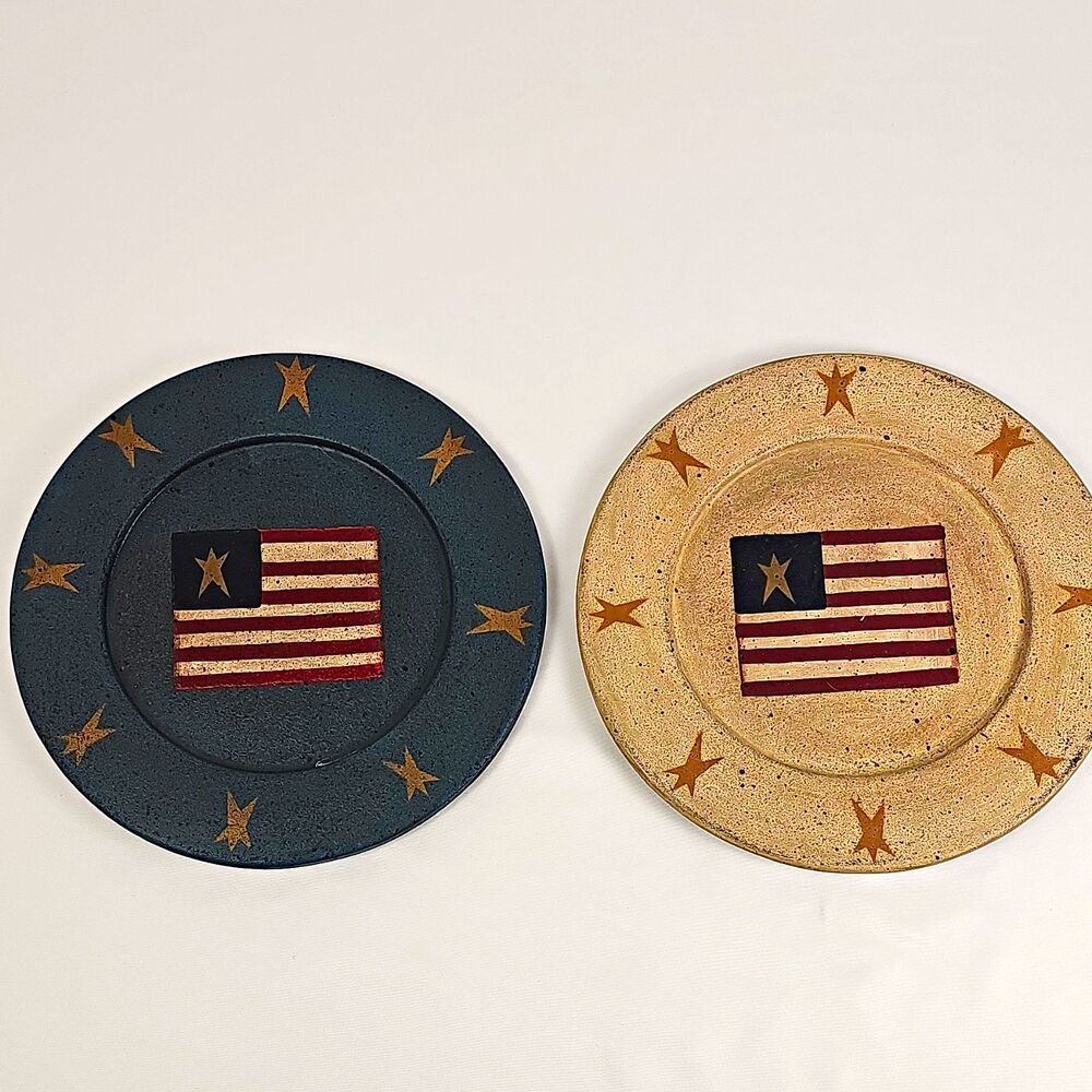 The Hearthside Collection Patriotic Flag Stars Plates Set 2 decorative